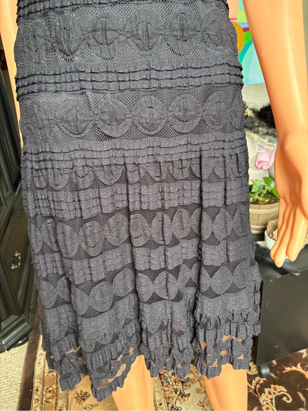 Max Studio Black Sleeveless Textured Midi Dress with Tiered Skirt - Picture 5 of 7